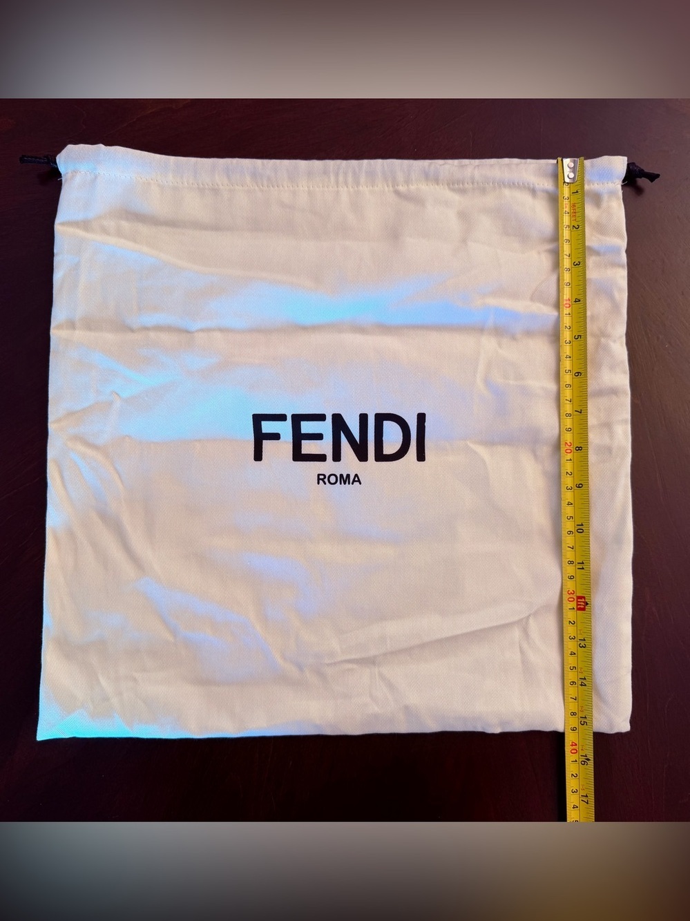 Fendi Roma White Drawstring Dust Bag 15x15.5”